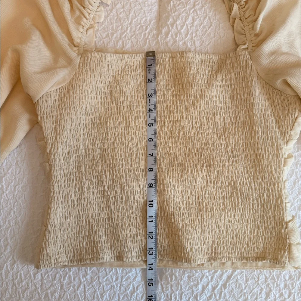 ASTR the Label Ruched Long Sleeve Blouse – Cream/Ivory, Size XL - Picture 10 of 10